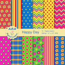 Floral Plaid Chevron Dots Printable Digital Paper Pack, Red and Yellow  Background, Scrapbook Paper, Printable Pattern, Commercial Use