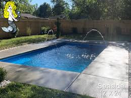 Rectangle fiberglass swimming pools our rectangle shape offers classic lines blended with modern features for added comfort and relaxation. Seaside Rectangle Fiberglass Swimming Pools Tallman Pools