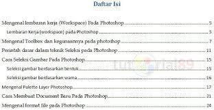 Cara Membuat Daftar Isi Otomatis Pada Microsoft Word Photoshop Lembar Kerja Microsoft