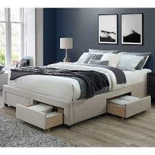 The most common wood options used for. Dg Casa Cosmo Upholstered Platform Bed Frame Base With Storage Drawers Queen Size In Beige Linen Style Fabric Walmart Com Walmart Com