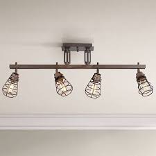 Pro Track Bendlin Industrial 4 Light Bronze Track Fixture 8g640 Lamps Plus Farmhouse Track Lighting Track Lighting Bedroom Industrial Track Lighting
