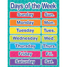 Teach your children the days of the week with these flashcards! Color My World Days Of The Week Chart Eureka School