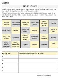 Life And Career Skills Life Of Leisure Education Lesson Plans Life Skills Career Education
