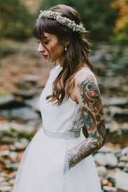 This Wedding In The Woods Has A Gorgeous Tattooed Bride Brides With Tattoos Bride Wedding Dresses