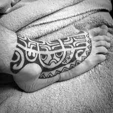 Red roses with thorn tattoo on ankle for women. 40 Tribal Foot Tattoos For Men Manly Design Ideas