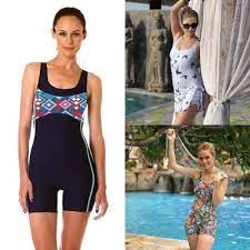 Ladies One Piece Swimsuit Women Jumpsuit Swimwear Boy Shorts Bathing Suit Modest One Piece Swimsuit With Shorts Women Swimsuits Bathing Suit Shorts