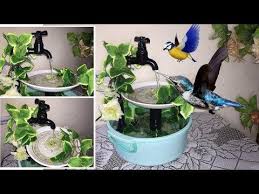 Diy Bird Bath And Feeder Bird Bath Fountain Diy How To Make Bird Bath And Water Feeder Fountain For Garden Cage Youtube Diy Fountain Bird Bath Fountain Bird Bath