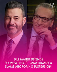 Bill Maher recalled his own firing from ABC's 'Politically Incorrect' two  decades ago while defending his friend Jimmy Kimmel amid his suspension  from the network. "Jimmy, pal, I am with you, I