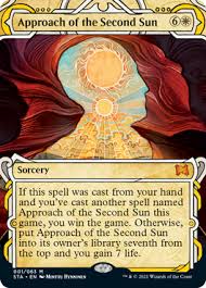 Enter any word, phrase or sentence to rewrite: Approach Of The Second Sun Strixhaven Mystical Archive Gatherer Magic The Gathering