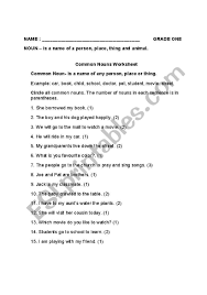 Nouns worksheets for grade 3 focusing on the usage of nouns including countable and uncountable nouns, collective nouns, nouns as direct objects, regular and irregular plural nouns, concrete nouns and abstract nouns. English Worksheets Common And Proper Nouns Worksheet