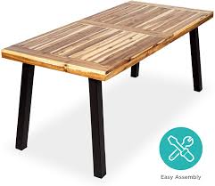 For the minimalist shopper, marble and concrete table tops are also a common choice. Best Choice Products 6 Person Indoor Outdoor Patio Rustic Acacia Wood Picnic Dining Table W Metal Finish Legs Tables Patio Lawn Garden Ourvagabondstories Com
