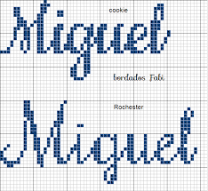 Trago hoje, um alfabeto decorado por pequenas vaquinhas em letras maiúsculas e minúsculas em ponto cruz. Miguel Nome Ponto Cruz Nomes Em Ponto Cruz Ponto Cruz Bonecas Em Ponto Cruz