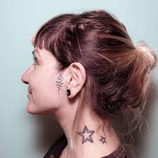 Maybe you would like to learn more about one of these? Hand Poked Unalome Tattoo On The Left Side Of The Face Near The Ear Tattoo Artist Nano Ponto A Ponto Face Tattoos For Women Unalome Tattoo Face Tattoos