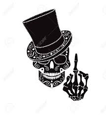 Then draw 4 other fingers using quadrilaterals and other lines. Skull Icon Gentleman With Middle Finger And Cylinder Hat Royalty Free Cliparts Vectors And Stock Illustration Image 103488929