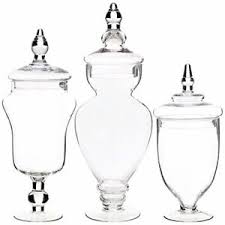 Designed for storage and beauty, these glass apothecary jars come in a set of two. Set Of 3 Clear Glass Apothecary Jars