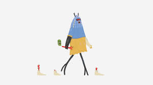 Sit Down And Walk Cartoon man who sit down on thumbtack or vector.