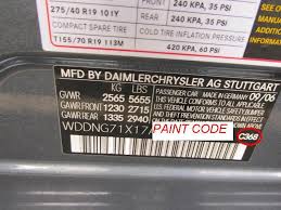 Mercedes Benz Paint Code Location And Color Code Name Mb