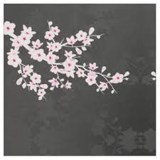 Fabric for diy face masks bandanas as face masks. Pink Blossoms On White Fabric Zazzle