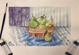 on instagram كمثرى رسمي رسمتي كمثرى فواكه الوان مائية art artist pear watercolor watercolortattoo myartstyle yoi art painting fruit