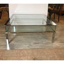 Owning coffee tables with glass top display drawer is the smart and good preference that will enhance the quality and ambiance. Mid Century Museum Top Chrome Brass And Glass Coffee Table Chairish