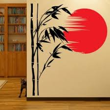 Shop Tree Wall Stickers Icon Bamboo leaves watercolor painting green living room wall decor. shop tree wall stickers icon