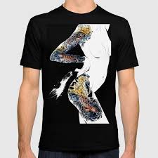 Traditional japanese art black and white. Traditional Japanese Body Koi Tattoo Black And White Illustration Nude Art Naked Beauty Body T Shirt Von Uniquedrawing Society6
