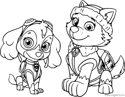 Paw patrol coloring pages coloring pages coloring pages paw patrol movies and tv rubble page. Paw Patrol Skye And Everest Coloring Page Coloringall