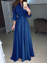 Dresswe Com Supplies Long Sleeve Floor Length Pocket Lapel Single Breasted Women S Maxi Dress Maxi Dre Long Shirt Dress Boho Maxi Dress Floor Length Maxi Dress