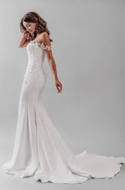 Monroe By Stephanie Allin Is The Most Beautiful Crepe Fishtail Gown Monroe Is Adorned With The Sof Wedding Dresses Wedding Dresses Lace Dream Wedding Dresses