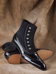 Two Tone Black And Brown Boots Handmade Men S Two Tone Button Boots Men Black Patent Suede Black Color Boots Mens Boots Fashion Dress Shoes Men Mens Dress Boots