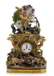 An Impressive Porcelain Cased Mantel Clock Potonie Of Paris France Circa