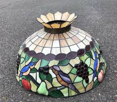 Glass tends to be made undersized to the fitter. Large 24 Vintage Stained Leaded Glass Floral Hanging Lamp Shade Light Fixture Chandeliers Home Living Efp Osteology Org