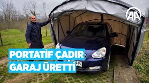 Uçlarına da ip diktik süper oldu. Aracini Korumak Icin Portatif Cadir Garaj Uretti Youtube