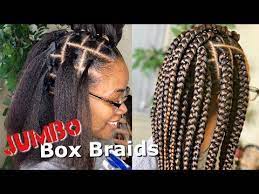 Highly Requested Jumbo Box Braids Tutorial Rubberband Method Youtube Box Braids Styling Box Braids Tutorial Big Box Braids