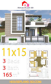 House Design 11x15 With 3 Bedrooms Terrace Roof House Plans 3d House Outside Design Simple House Design Small House Design Architecture