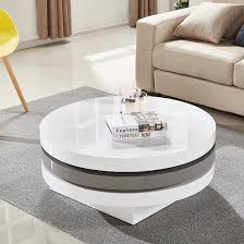 Triplo Rotating Coffee Table Round In White And Grey High Gloss Stunning And Stylish Piece Ideal For In 2020 Coffee Table White Gloss Coffee Table Coffee Table White