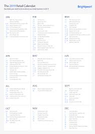 The 2019 Retail Calendar Calendar Calendar Printables Weekly Calendar