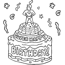 Happy birthday from elsa colouring page coloring pages printable and coloring book to print for free. Super Hero Figure On Birthday Cake Coloring Pages Netart