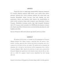 Jika di dalam novel terdapat sinopsis, dalam sebuah skripsi, sinopsis tersebut adalah abstrak. Pdf Penerapan Manajemen Sumber Daya Manusia Dalam Pt Evergreen Shipping Agency