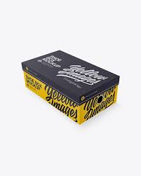 Download Shoes Box Mockup Half Side View High Angle In Box Mockups On Yellow Images Object Mockups Box Mockup Free Packaging Mockup Mockup