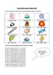 In simpler words, adjectives describe, qualify, or modify nouns. English Worksheets Describing Words Adjectives