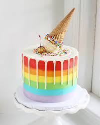 Rainbow Ice Cream Cake Candy Birthday Cakes Cool Birthday Cakes Ice Cream Cone Cake