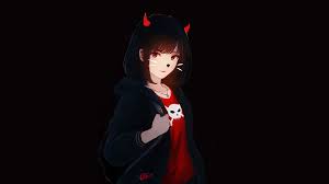 We hope you enjoy our rising collection of hd anime wallpaper. 5092466 Smile Short Hair Anime Bag Horns Black Hair Red Eyes Wallpaper Cool Wallpapers For Me