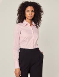 Women S Executive Light Pink White Bengal Stripe Fitted Shirt Single Cuff Hawes Curtis