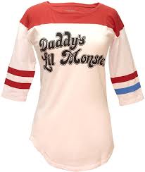 Shop harley quinn t shirt & more. Amazon Com Bioworld Suicide Squad Harley Quinn Daddy S Lil Monster Juniors Raglan T Shirt Clothing