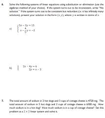 An old video where sal introduces the substitution method for systems of linear equations. Solve The Following Systems Of Linear Equations Using Chegg Com