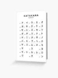 katakana chart japanese alphabet learning chart white greeting card