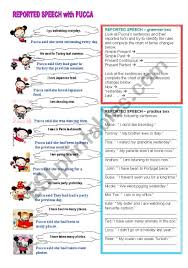 reported speech with pucca esl worksheet by bburcu