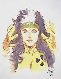 Spectacular color painting of Rogue by John Timms, in Ron Pittman's For  Sale Comic Art Gallery Room