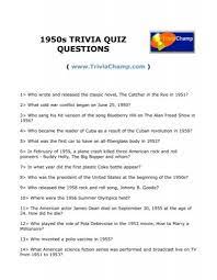 Among these were the spu. 1950s Trivia Quiz Questions Trivia Champ
